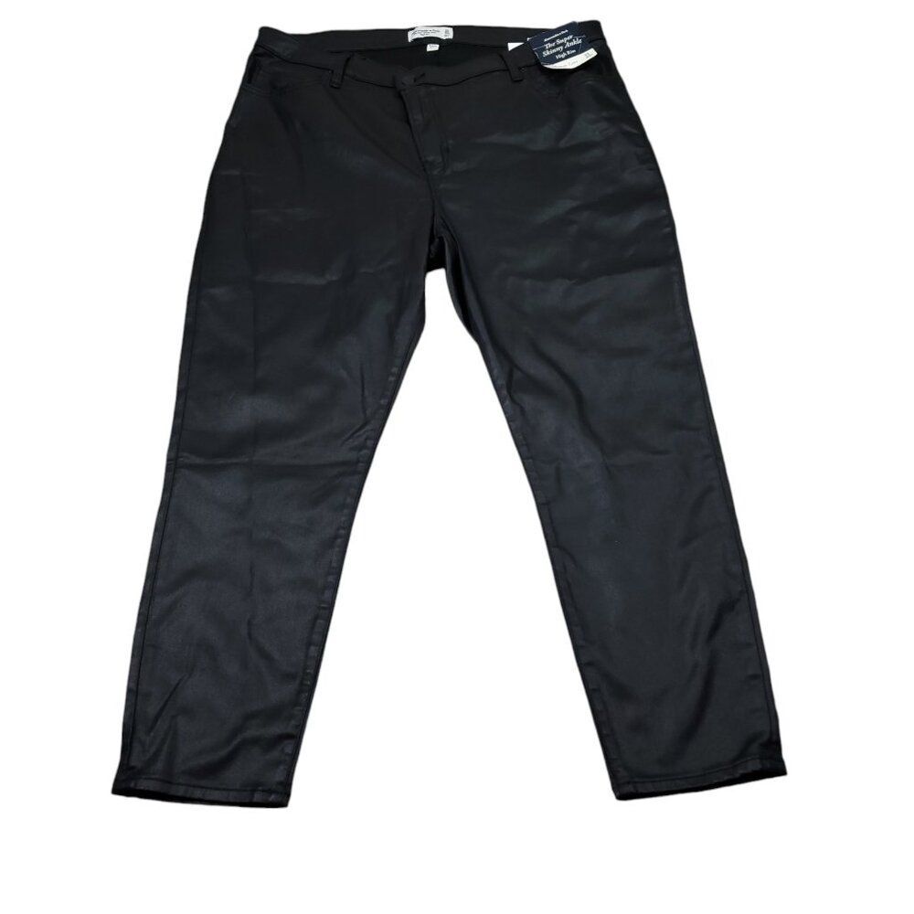 Abercrombie 20 Short 35 Curve Love Super Skinny Ankle High Rise Coated Black